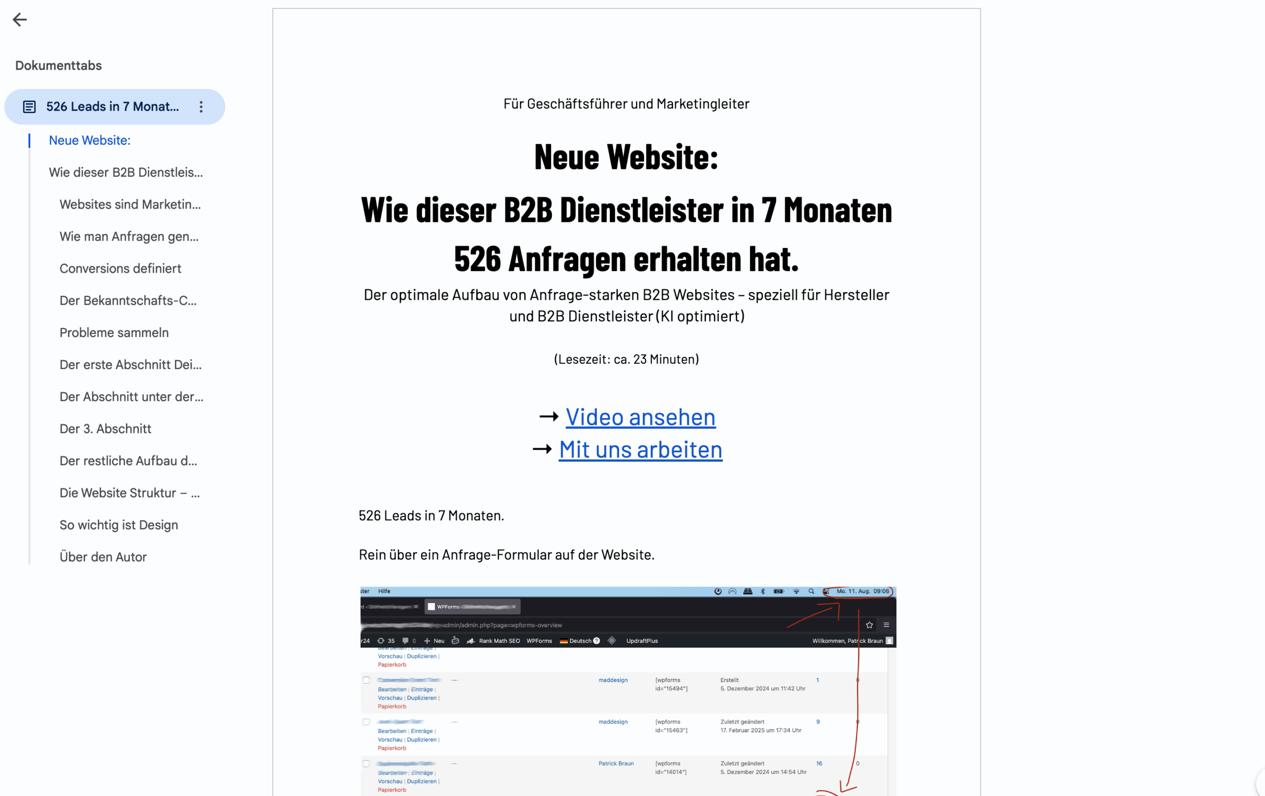 526 Leads in 7 Monaten eBook Google Docs